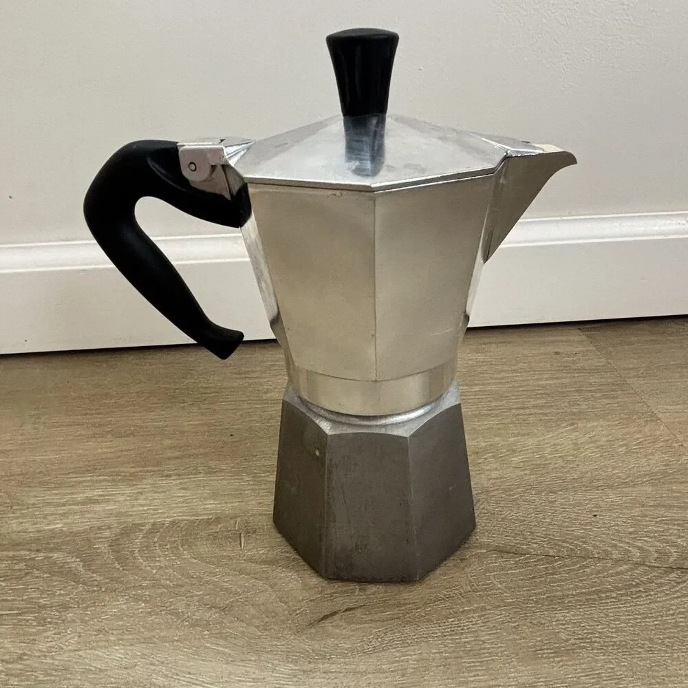 Bialetti Moka Express Espresso Maker Aluminum Stovetop Coffee Pot 3Cup Italy VTG